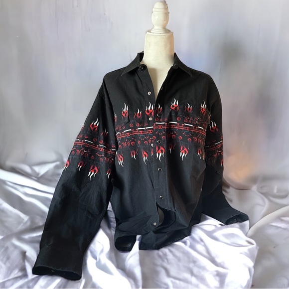 Vintage Brooks & Dunn Fire Button Down - Picture 1 of 6
